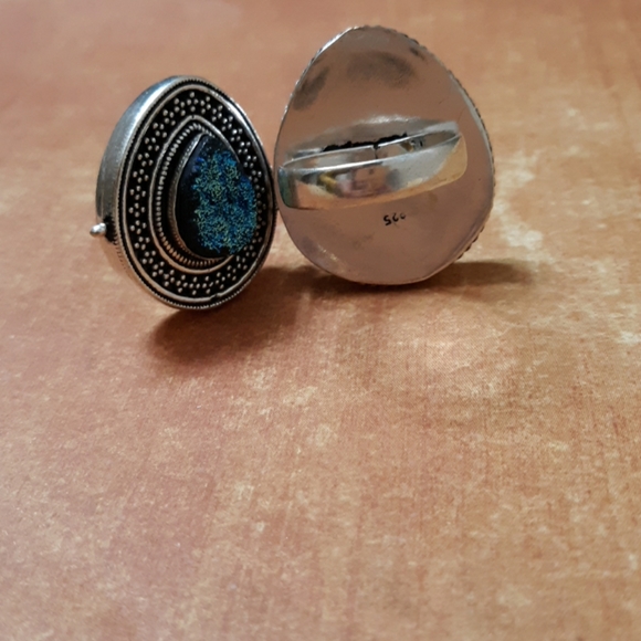 New Titanium Druzy 925 Silver Poison Ring. - Picture 6 of 8